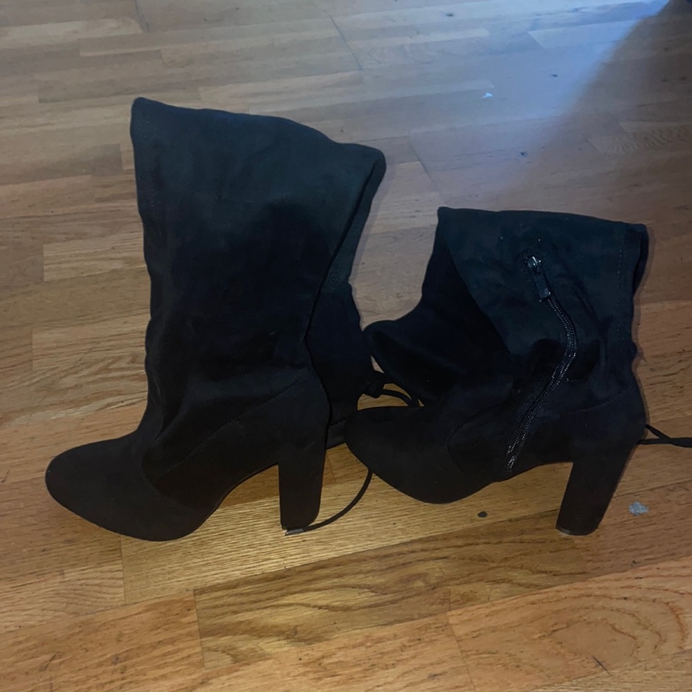 Sude over the knees black boots